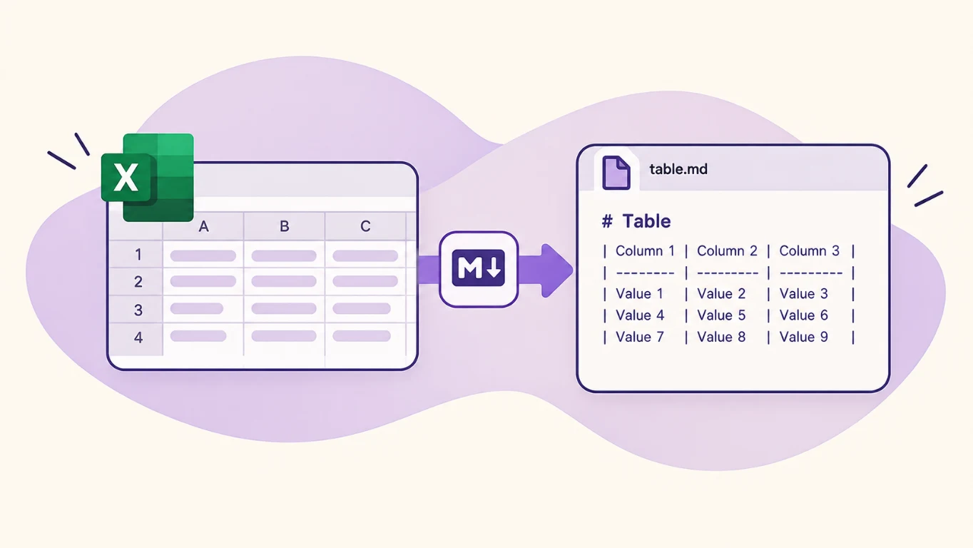 Spreadsheet data converted into a Markdown table